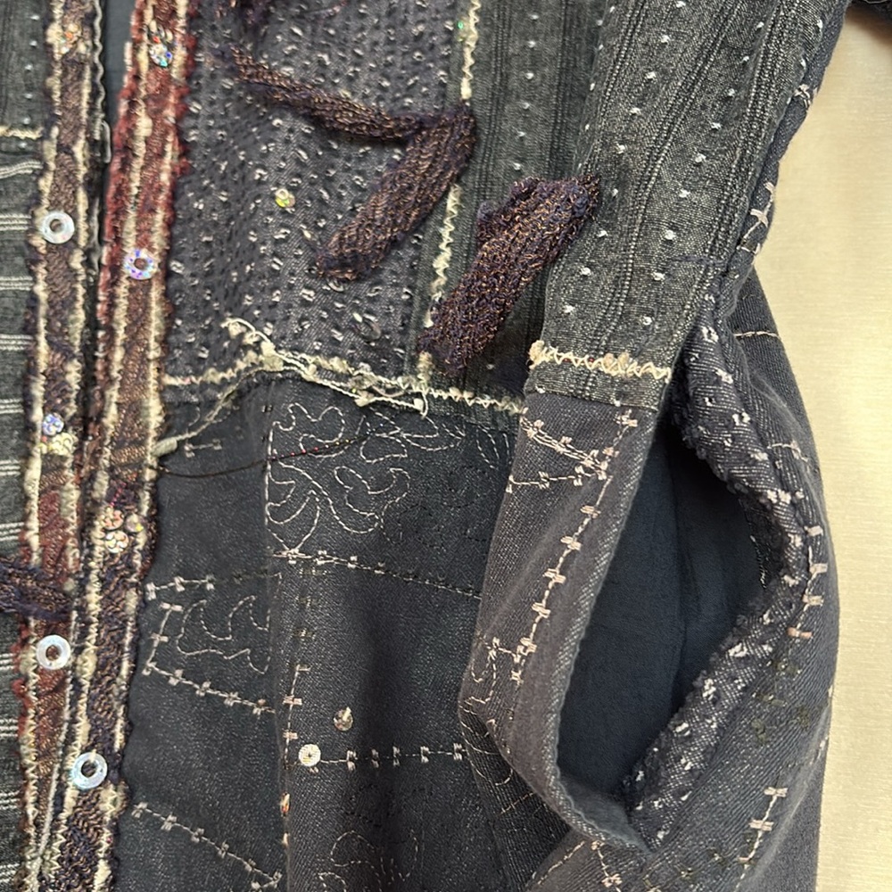 Yak Magik Artisan Boho Patchwork Jacket- Pure Cotton & Silk Fringe- Lagenlook - Picture 17 of 17